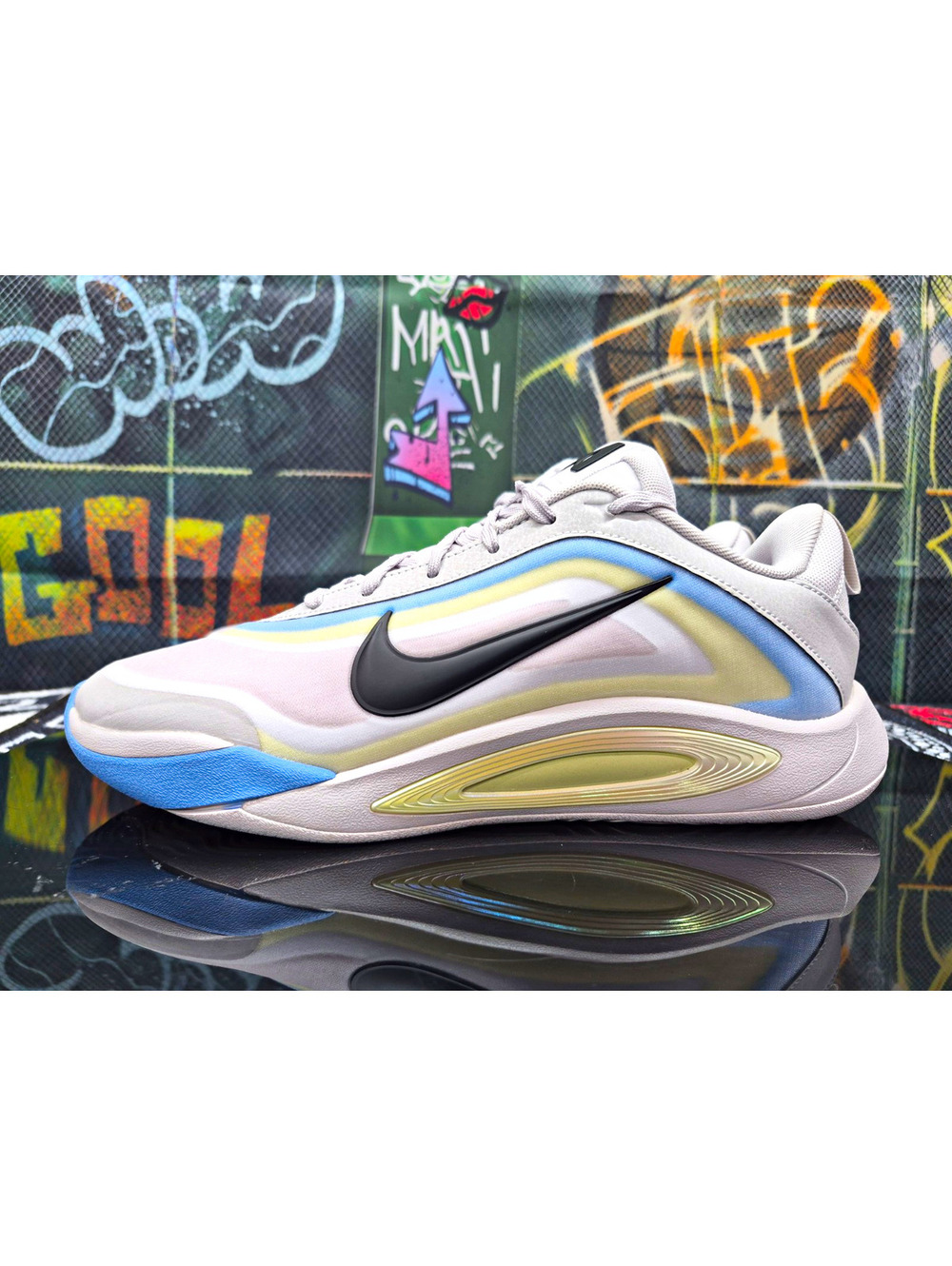 Nike A'One (GS) Basketball Sneakers Gray/Black/Yellow Size 6.5M, 6.5Y And 8W